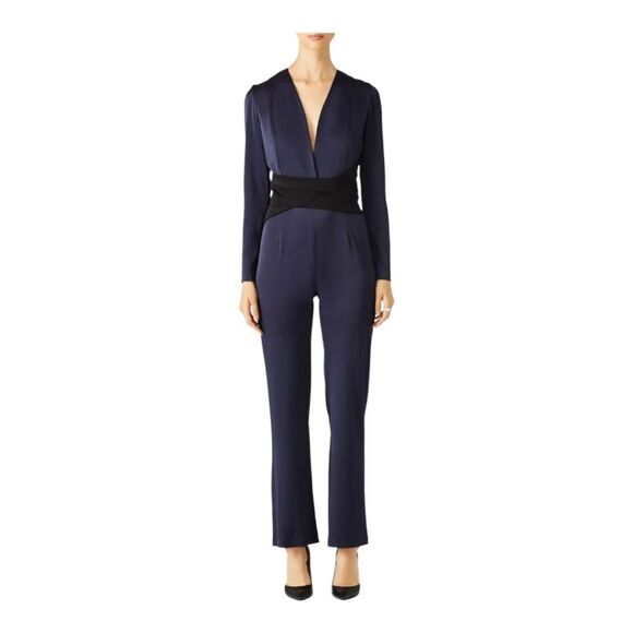 Galvan Pants - Galvan London Women’s Elegant Navy Blue Long Sleeve Jumpsuit Formal Outfit